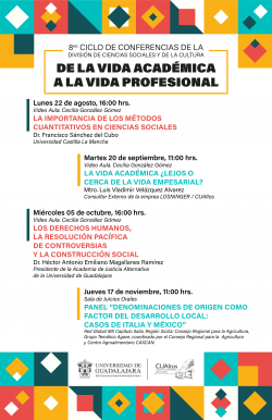 8vo. Ciclo de Conferencias "De la vida académica a la vida profesional"