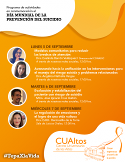 Programa de actividades en conmemoración al Día Mundial de la Prevención del Suicidio