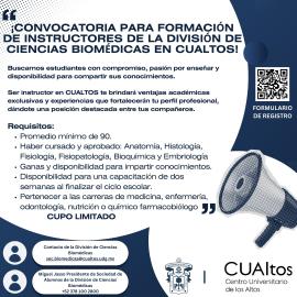 Convocatoria para formación de instructores de la divisón de ciencias biomédicas en cualtos