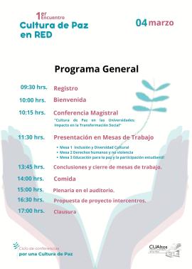 Programa General 1er encuentro de Cultura de paz en REd 