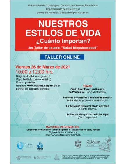 Cartel de invitación al Taller "NUESTROS ESTILOS DE VIDA ¿Cuánto importan?"