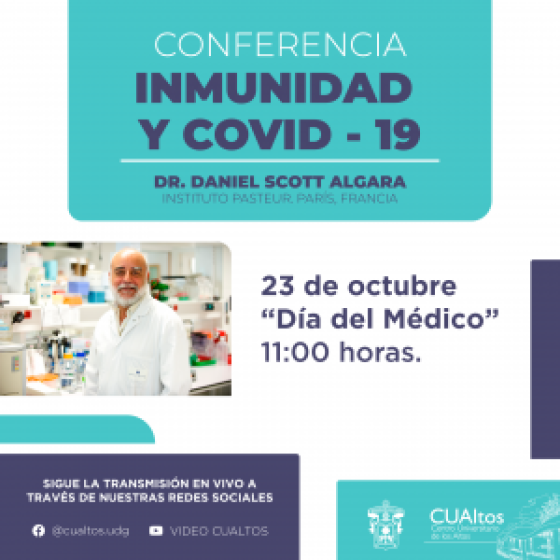 Captura de pantalla en la que se lee "CONFERENCIA INMUNIDAD Y COVID - 19".