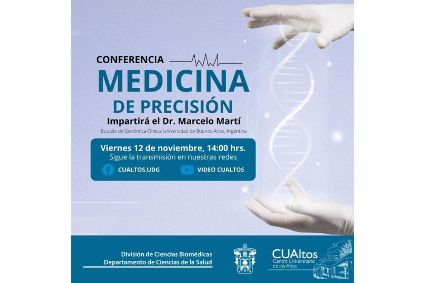 Cartel en el que se lee "CONFERENCIA MEDICINA DE PRECISIÓN".