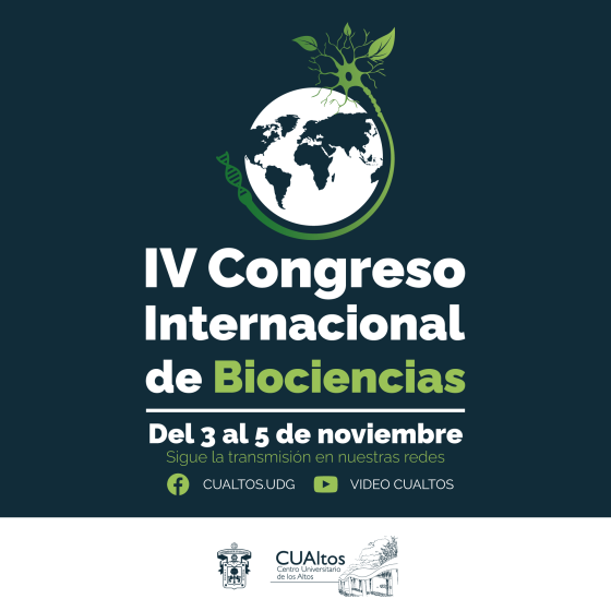 Cartel en el que se lee "IV Congreso Internacional de Biociencias".