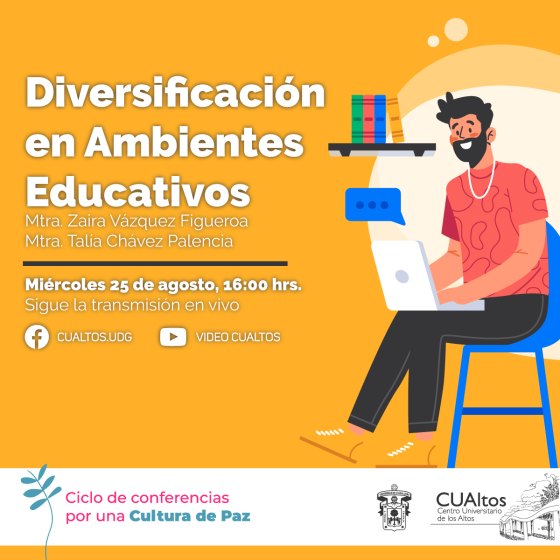 Cartel en el que se lee "Diversificación en Ambientes Educativos".