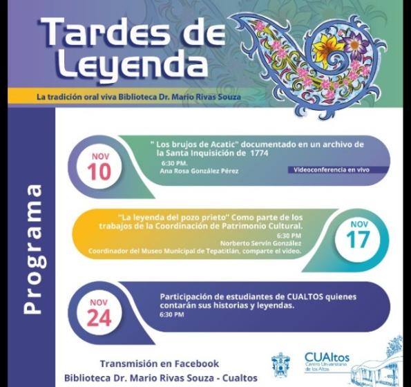 Cartel en el que se lee "Tarde de Leyenda". Posteriormente el programa de actividades.
