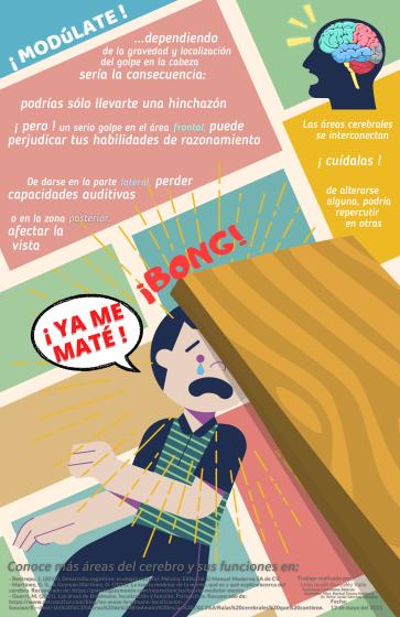Cartel informativo sobre lesiones en la cabeza.