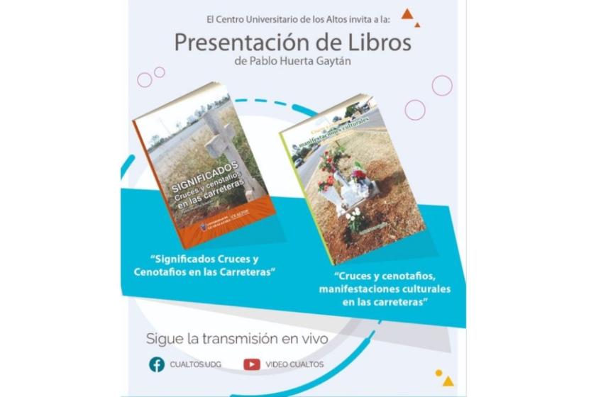 Cartel e el que se lee "El Cetro Universitario de los Altos invita a la: Presentación de Libros de Pablo Huerta Gaytán".