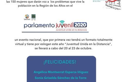 Cartel en el que se lee "un evento nacional, que por primera vez tendrá un formato totalmente virtual y tiene por eslogan este año "Juventud Unida en la Distancia", se llevará a cabo del 20 al 23 de octubre".