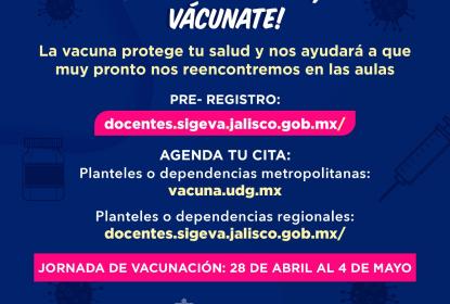 Cartel en el que se lee "¡NO TE LA PIENSES, VÁCUNATE!". Debajo la liga de pre-registro.