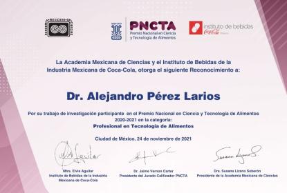 Reconocimiento al Dr. Alejandro Pérez Larios.
