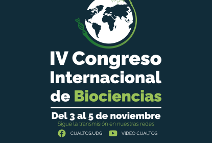 Cartel en el que se lee "IV Congreso Internacional de Biociencias".