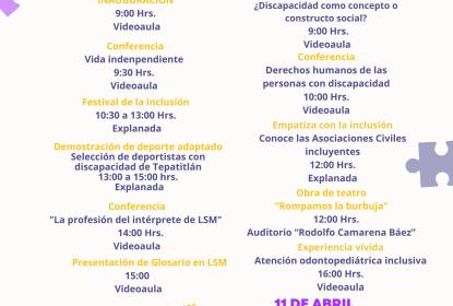 Cartel del programa de actividades de "JORNADAS UNIVERSITARIAS DE DISCAPACIDAD".