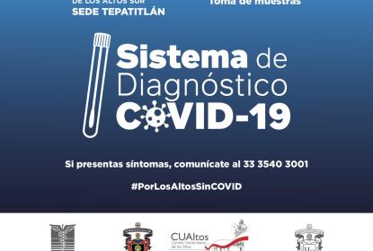 Cartel en el que se lee "Sistema de Diagnóstico COVID-19".